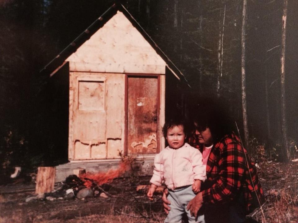 This cabin stood beside a slightly larger cabin just below the 66km bridge (where the blockade is located), It was built as a trapping cabin and used for one season before the logging company CANFOR came and burned the two cabins to the ground because they considered them a fire hazard.